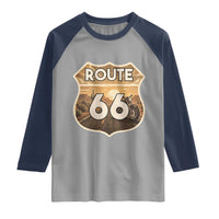 Vintage Motorcycle Road Trip Route Highway 66 Raglan Shirt Open Road Adventure