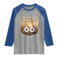 Vintage Motorcycle Road Trip Route Highway 66 Raglan Shirt Open Road Adventure