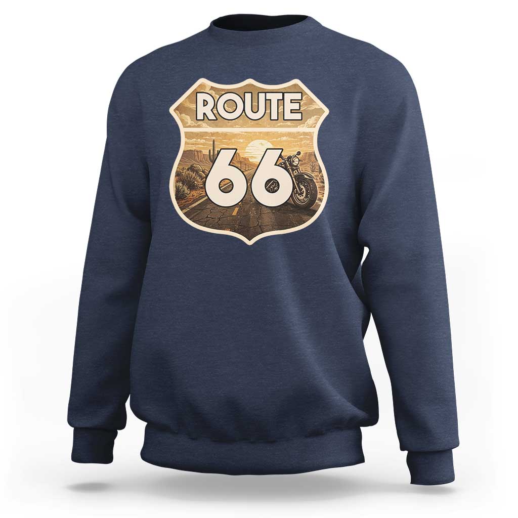 Vintage Motorcycle Road Trip Route Highway 66 Sweatshirt Open Road Adventure