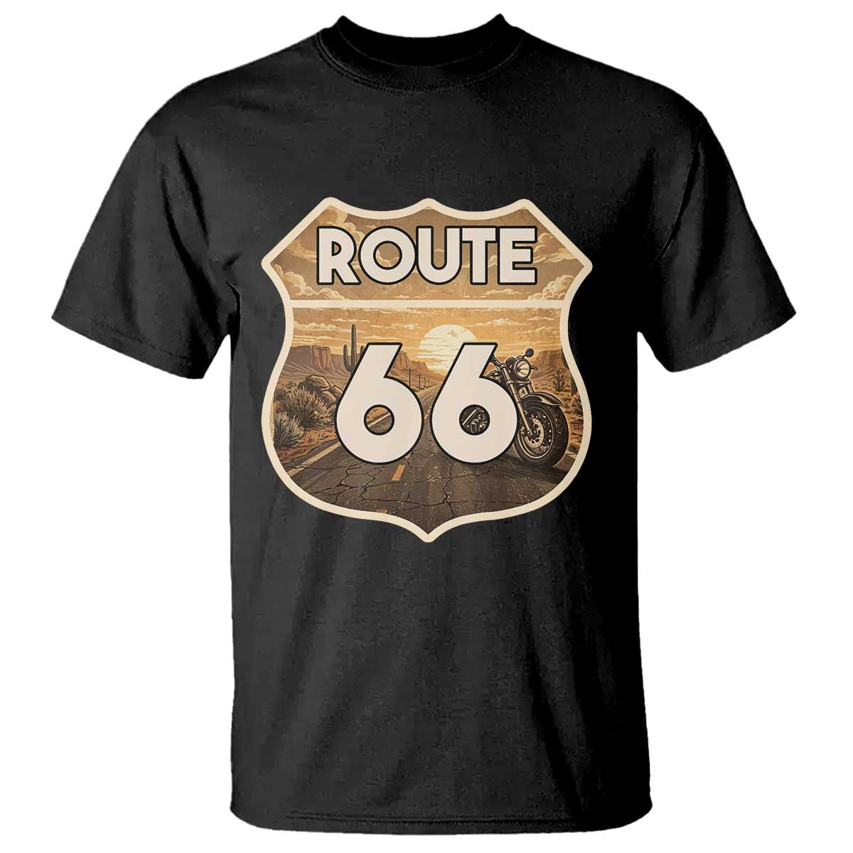 Vintage Motorcycle Road Trip Route Highway 66 T Shirt Open Road Adventure