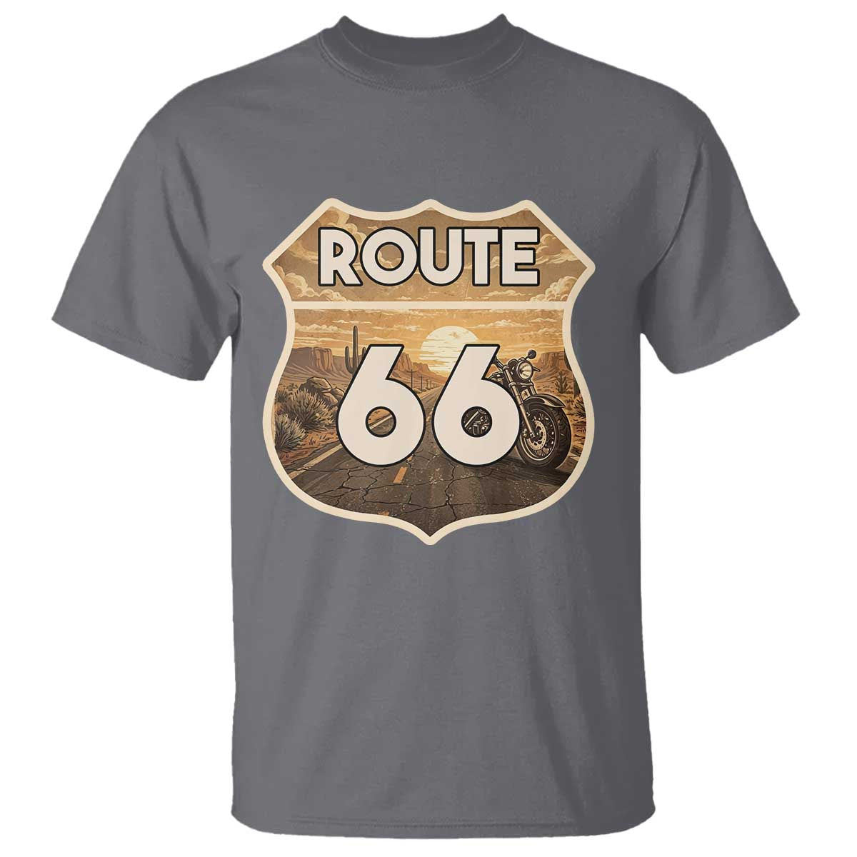Vintage Motorcycle Road Trip Route Highway 66 T Shirt Open Road Adventure