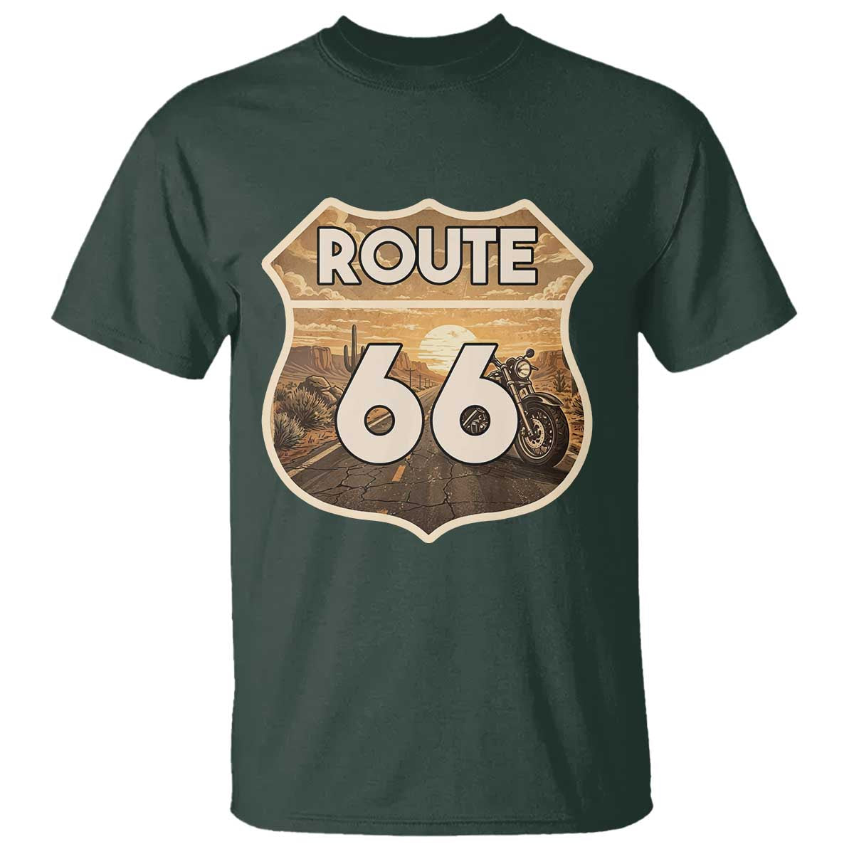Vintage Motorcycle Road Trip Route Highway 66 T Shirt Open Road Adventure