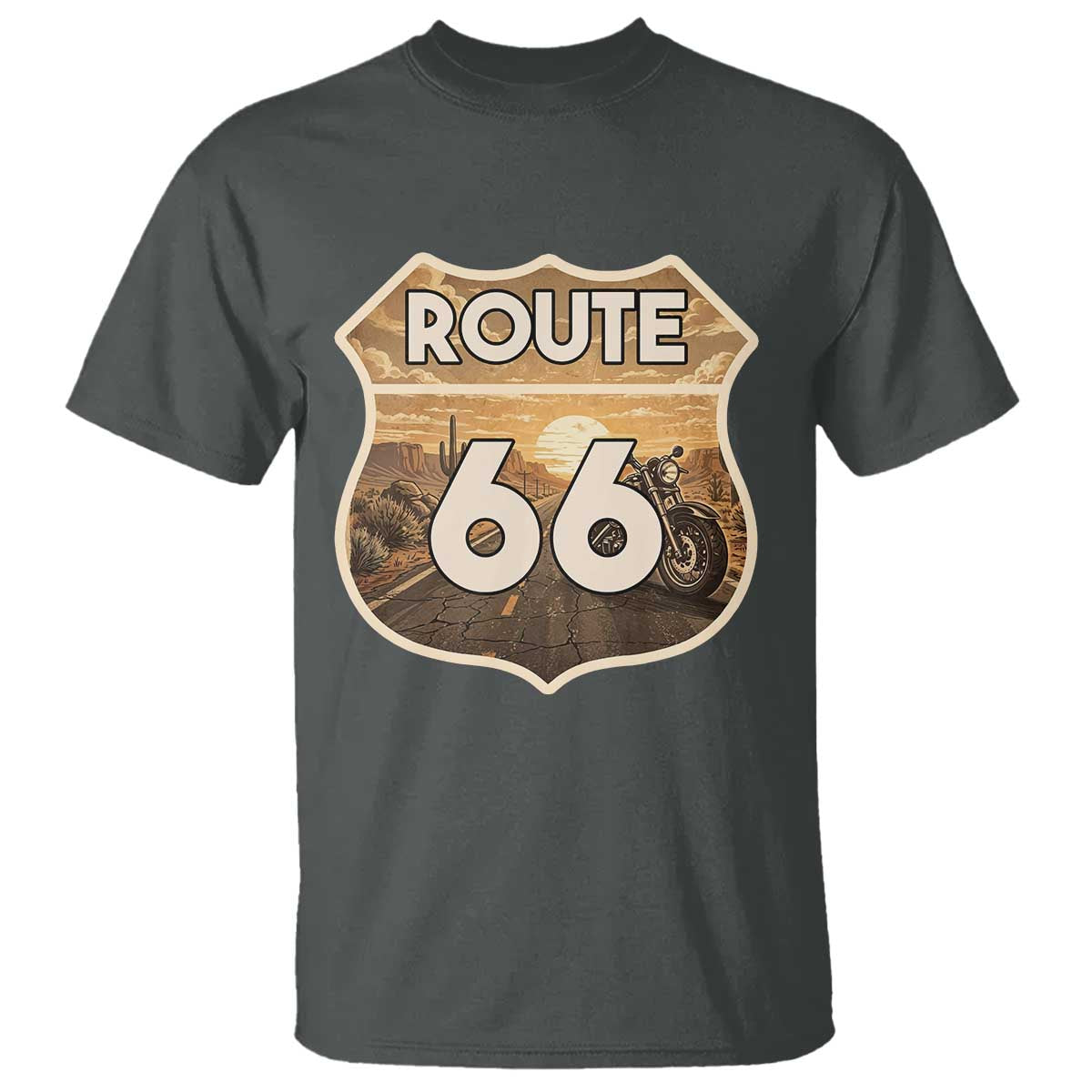Vintage Motorcycle Road Trip Route Highway 66 T Shirt Open Road Adventure