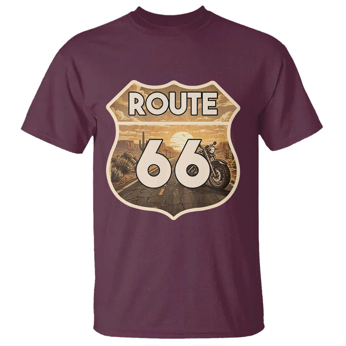 Vintage Motorcycle Road Trip Route Highway 66 T Shirt Open Road Adventure