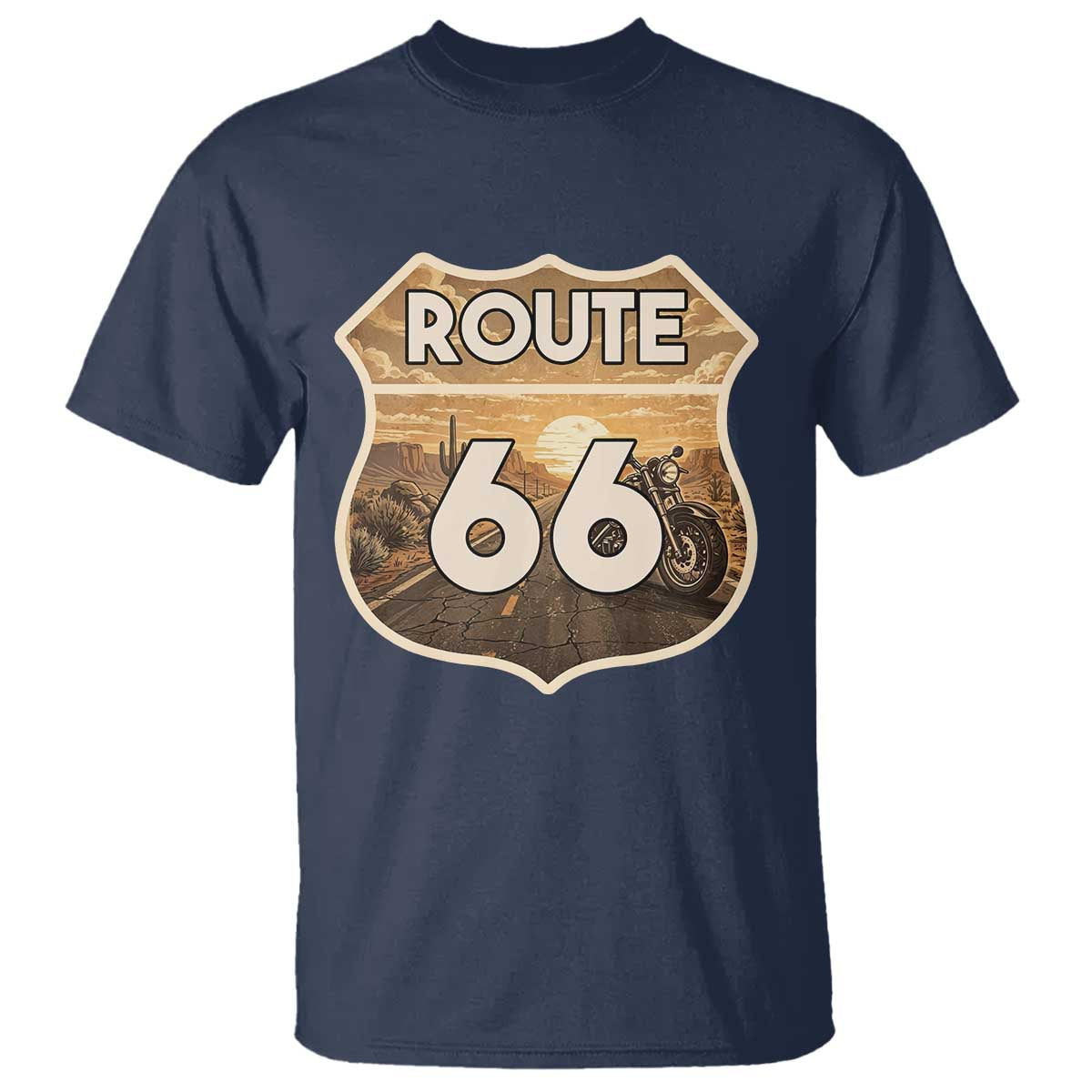 Vintage Motorcycle Road Trip Route Highway 66 T Shirt Open Road Adventure