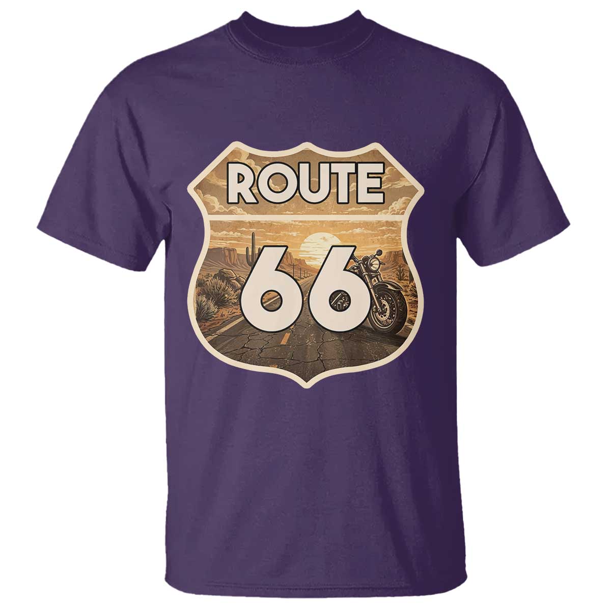Vintage Motorcycle Road Trip Route Highway 66 T Shirt Open Road Adventure