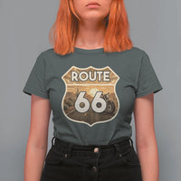Vintage Motorcycle Road Trip Route Highway 66 T Shirt For Women Open Road Adventure