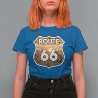 Vintage Motorcycle Road Trip Route Highway 66 T Shirt For Women Open Road Adventure