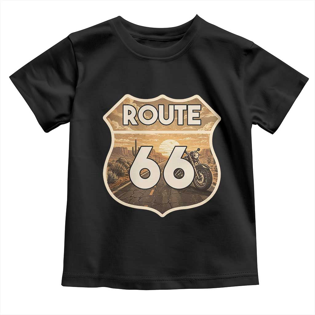 Vintage Motorcycle Road Trip Route Highway 66 Toddler T Shirt Open Road Adventure