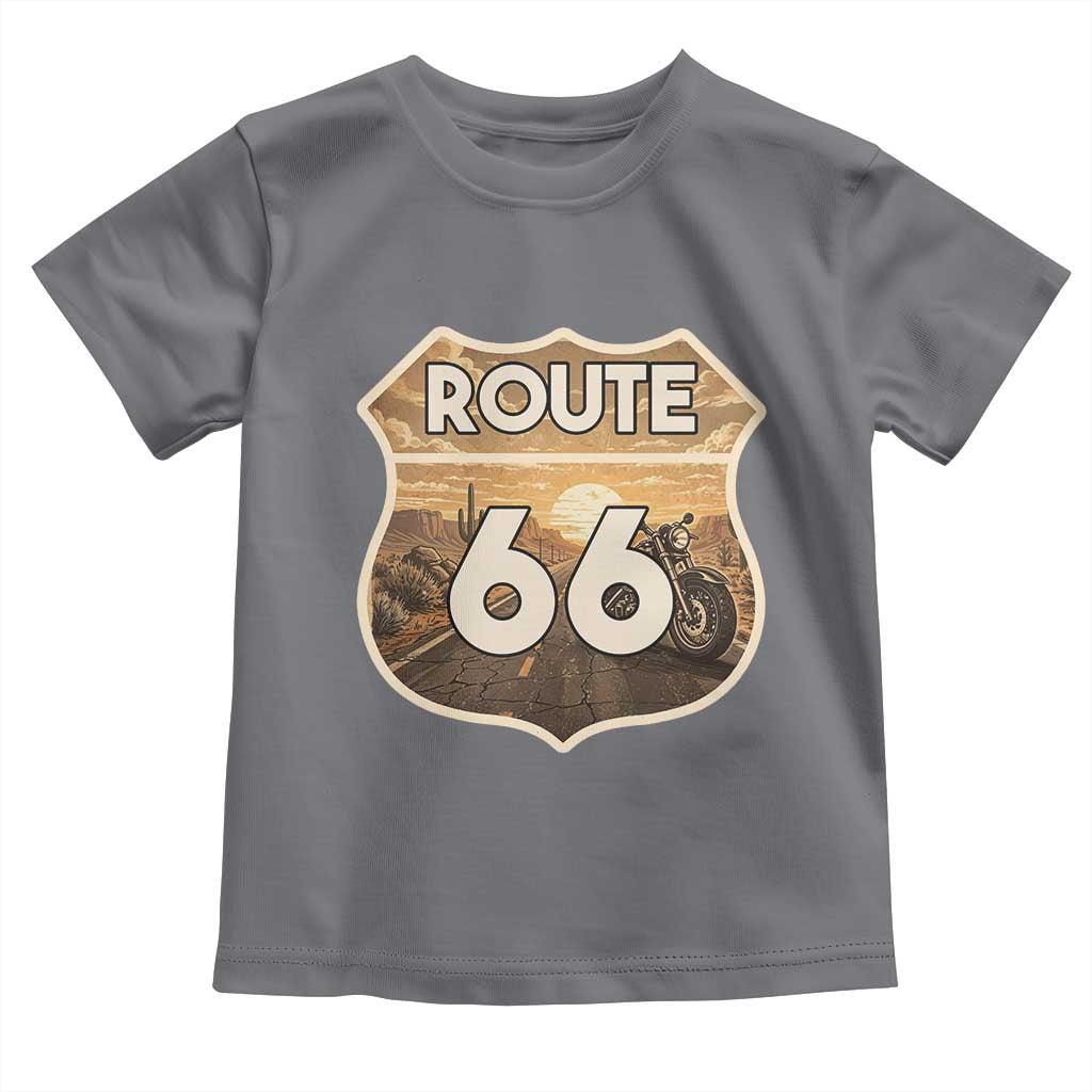 Vintage Motorcycle Road Trip Route Highway 66 Toddler T Shirt Open Road Adventure
