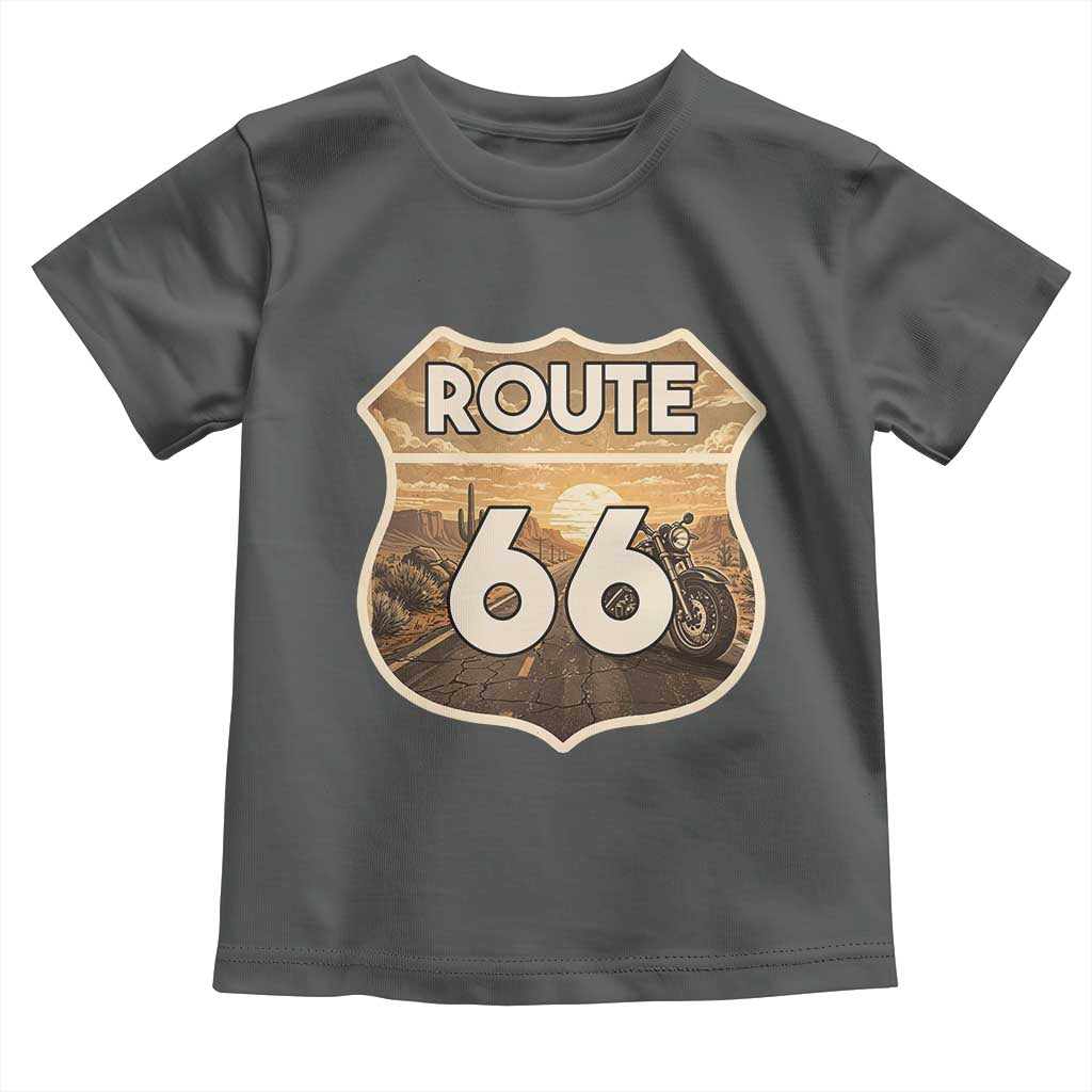 Vintage Motorcycle Road Trip Route Highway 66 Toddler T Shirt Open Road Adventure