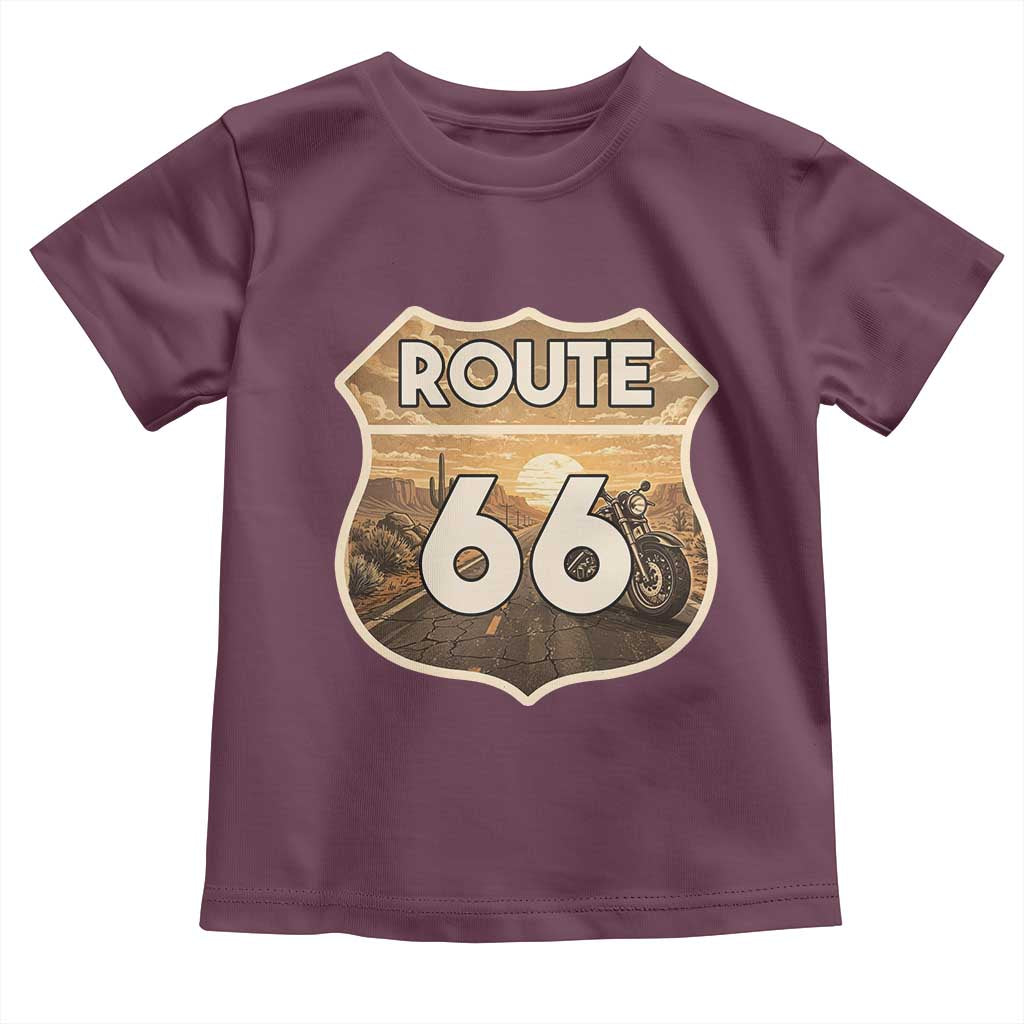 Vintage Motorcycle Road Trip Route Highway 66 Toddler T Shirt Open Road Adventure