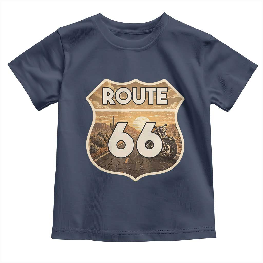 Vintage Motorcycle Road Trip Route Highway 66 Toddler T Shirt Open Road Adventure