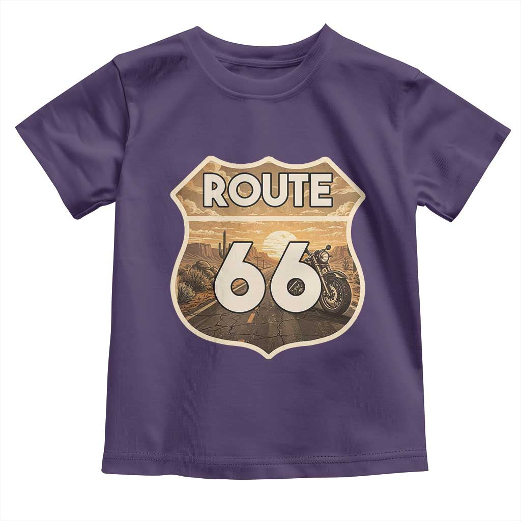 Vintage Motorcycle Road Trip Route Highway 66 Toddler T Shirt Open Road Adventure