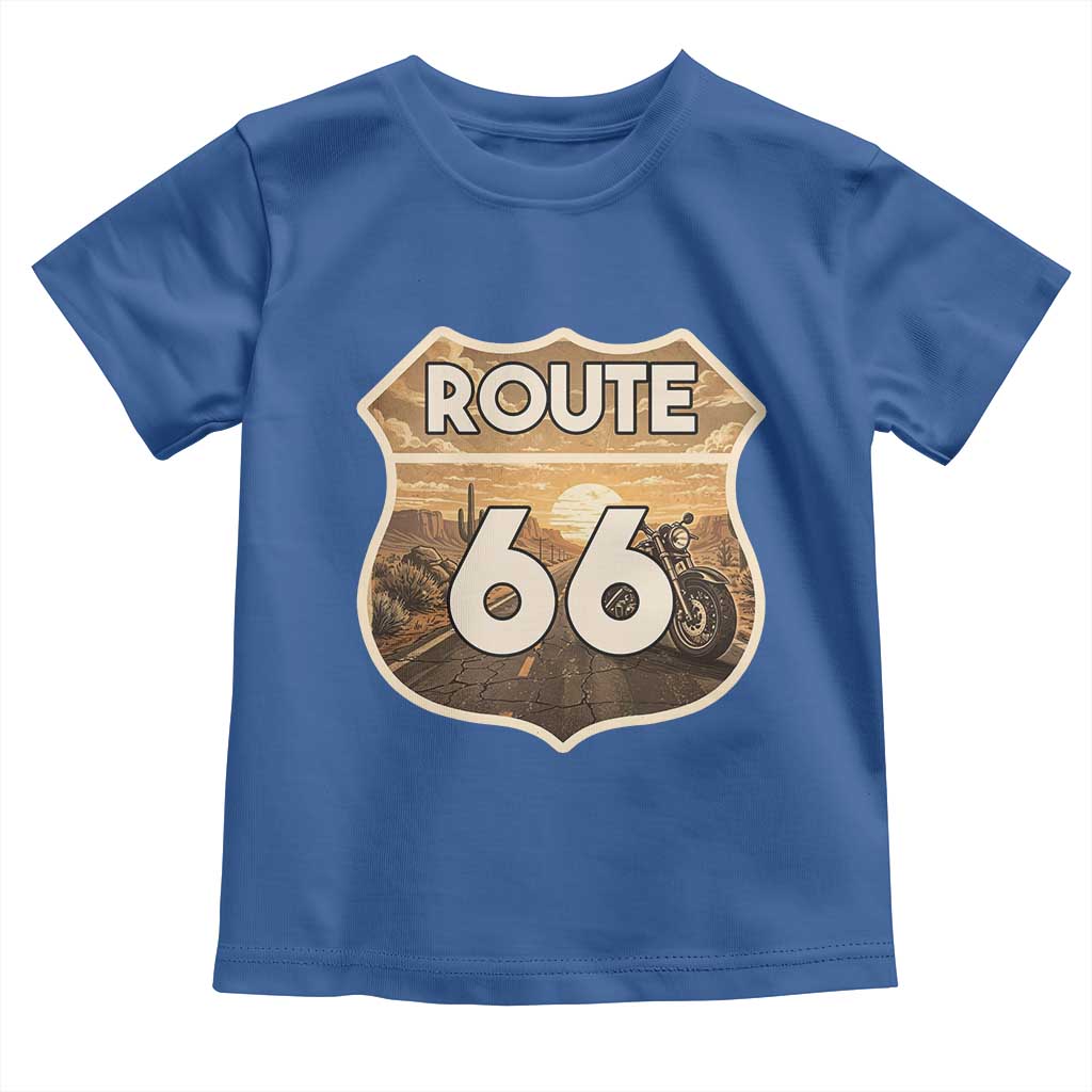 Vintage Motorcycle Road Trip Route Highway 66 Toddler T Shirt Open Road Adventure