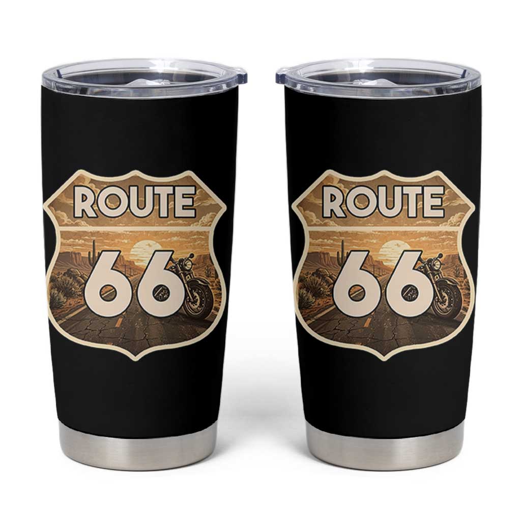 Vintage Motorcycle Road Trip Route Highway 66 Tumbler Cup Open Road Adventure