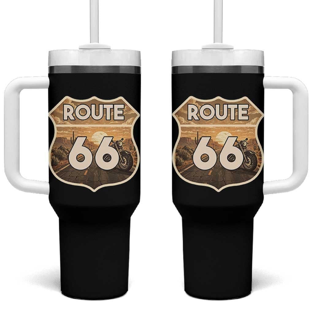 Vintage Motorcycle Road Trip Route Highway 66 Tumbler With Handle Open Road Adventure