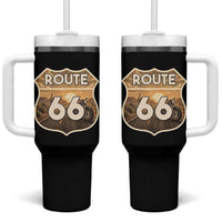 Vintage Motorcycle Road Trip Route Highway 66 Tumbler With Handle Open Road Adventure