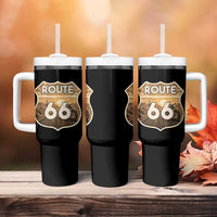 Vintage Motorcycle Road Trip Route Highway 66 Tumbler With Handle Open Road Adventure