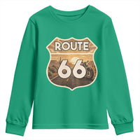 Vintage Motorcycle Road Trip Route Highway 66 Youth Sweatshirt Open Road Adventure