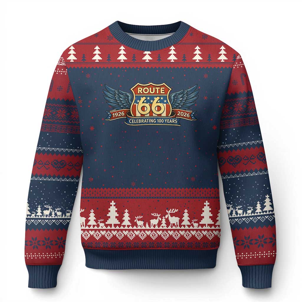 Route Highway 66 Centennial Ugly Christmas Sweater 100 Years Of The Mother Road