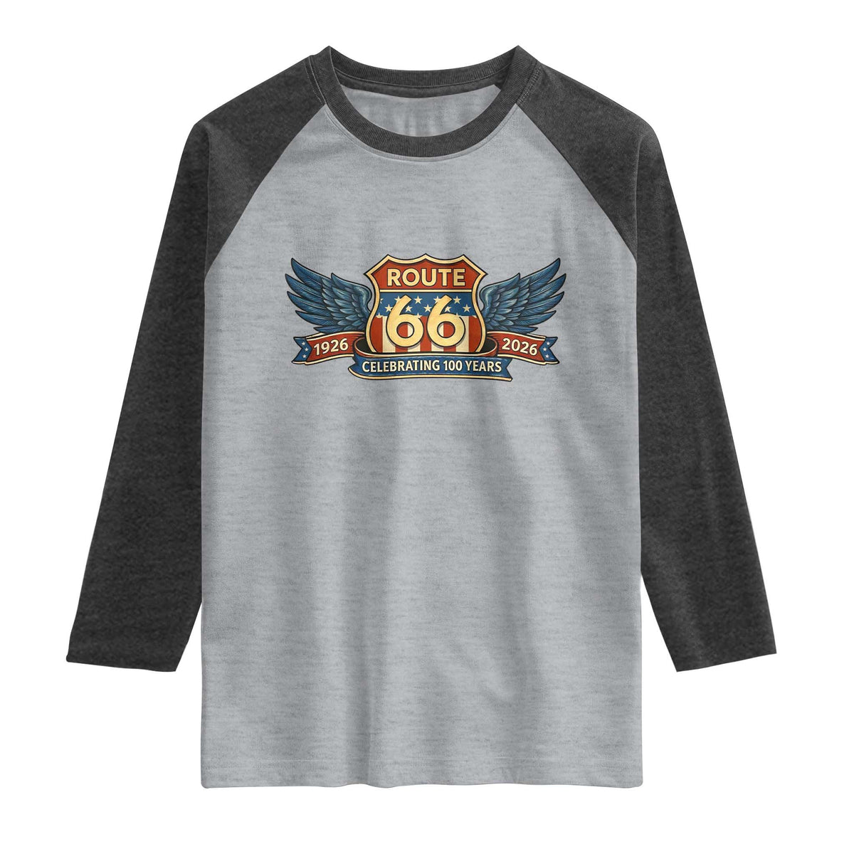 Route Highway 66 Centennial Raglan Shirt 100 Years Of The Mother Road