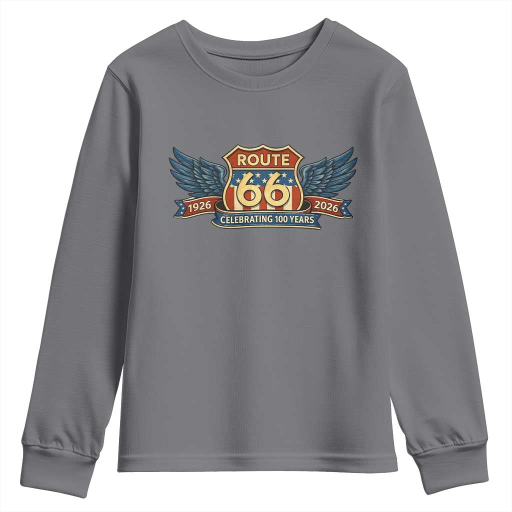 Route Highway 66 Centennial Youth Sweatshirt 100 Years Of The Mother Road