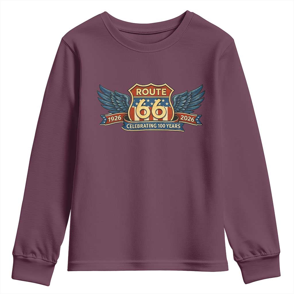 Route Highway 66 Centennial Youth Sweatshirt 100 Years Of The Mother Road