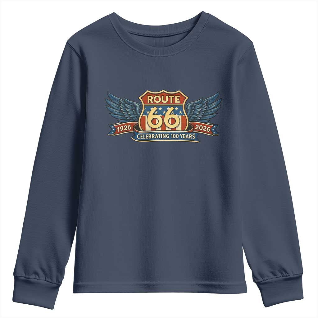 Route Highway 66 Centennial Youth Sweatshirt 100 Years Of The Mother Road