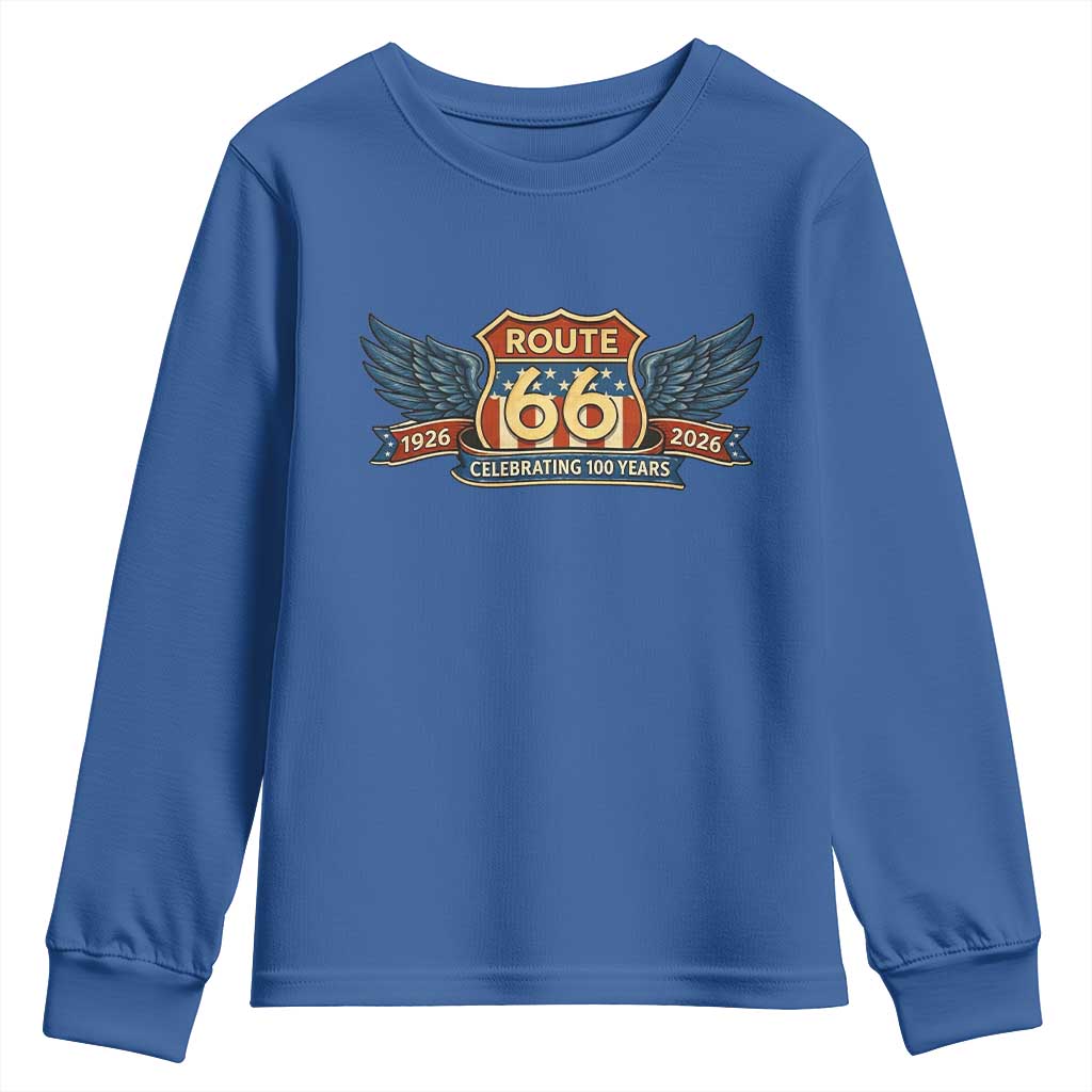 Route Highway 66 Centennial Youth Sweatshirt 100 Years Of The Mother Road