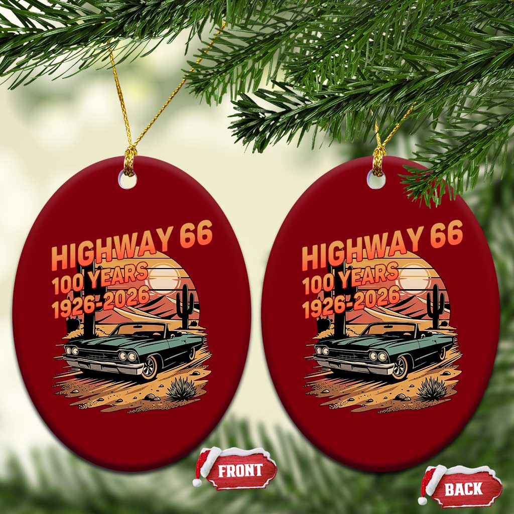 Route Highway 66 Centennial Ceramic Ornament 100 Year Road Trip Adventure