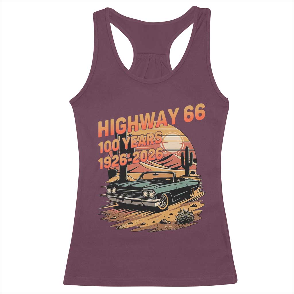 Route Highway 66 Centennial Racerback Tank Top 100 Year Road Trip Adventure