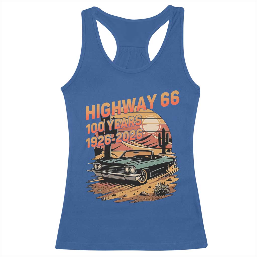 Route Highway 66 Centennial Racerback Tank Top 100 Year Road Trip Adventure