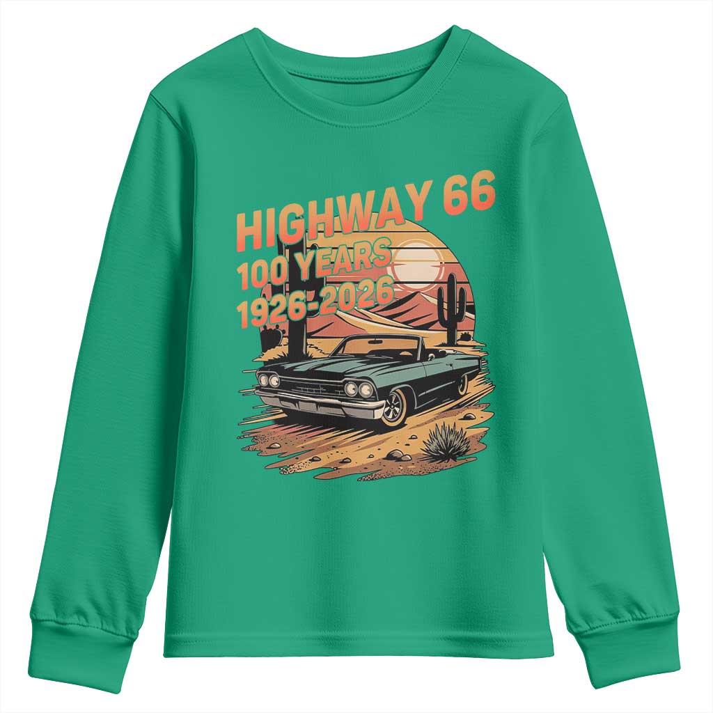 Route Highway 66 Centennial Youth Sweatshirt 100 Year Road Trip Adventure