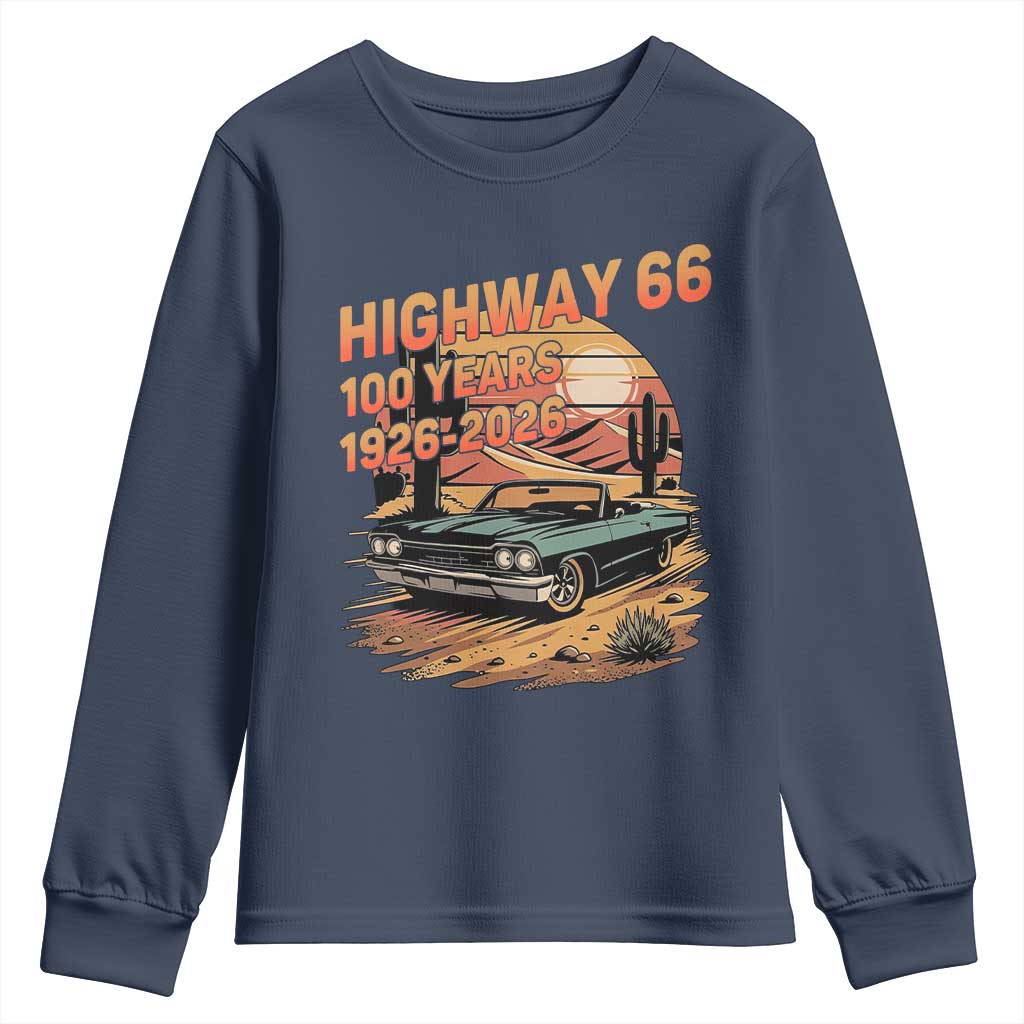 Route Highway 66 Centennial Youth Sweatshirt 100 Year Road Trip Adventure