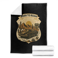 Vintage Muscle Car Route Highway 66 Throw Blanket Born To Roam Road Trip