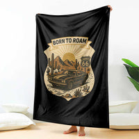 Vintage Muscle Car Route Highway 66 Throw Blanket Born To Roam Road Trip