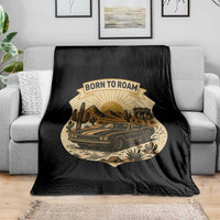 Vintage Muscle Car Route Highway 66 Throw Blanket Born To Roam Road Trip