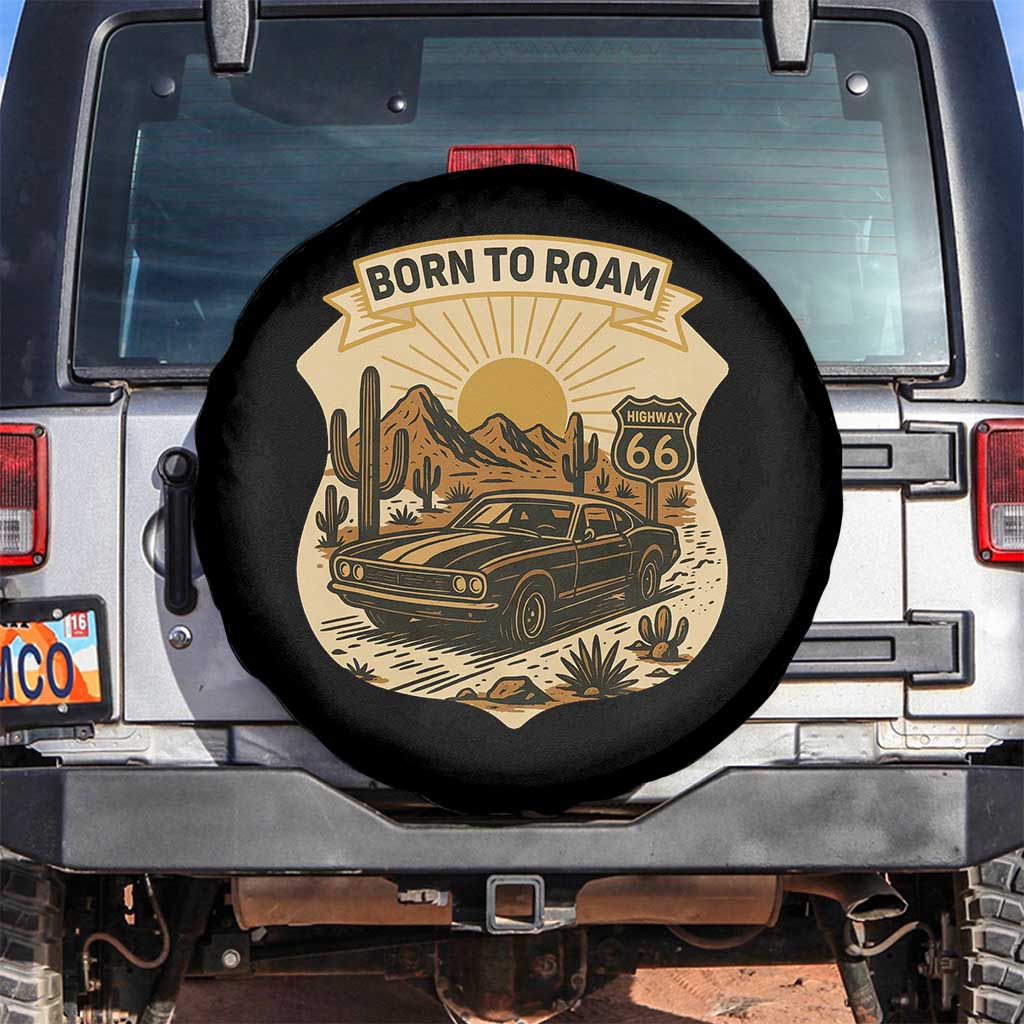 Vintage Muscle Car Route Highway 66 Spare Tire Cover Born To Roam Road Trip