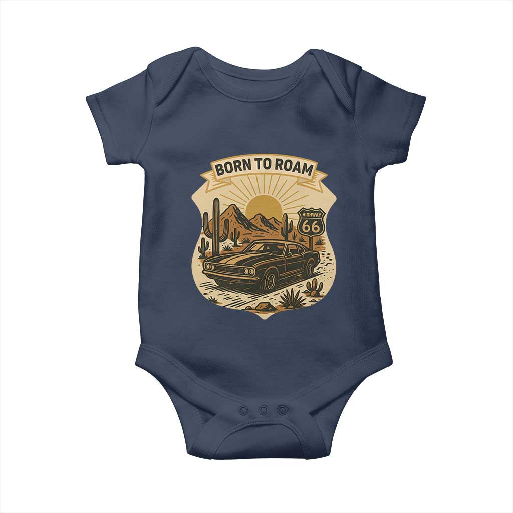 Vintage Muscle Car Route Highway 66 Baby Onesie Born To Roam Road Trip
