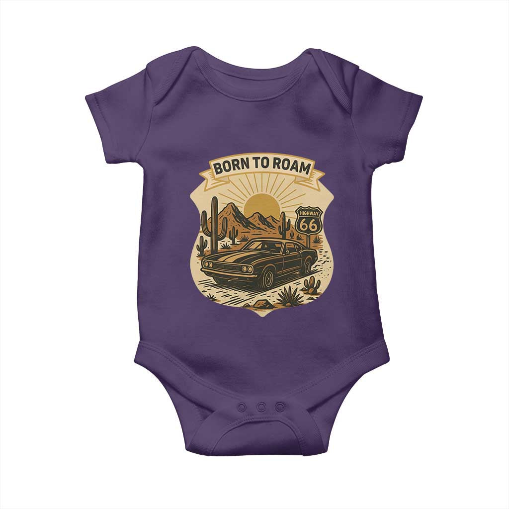 Vintage Muscle Car Route Highway 66 Baby Onesie Born To Roam Road Trip