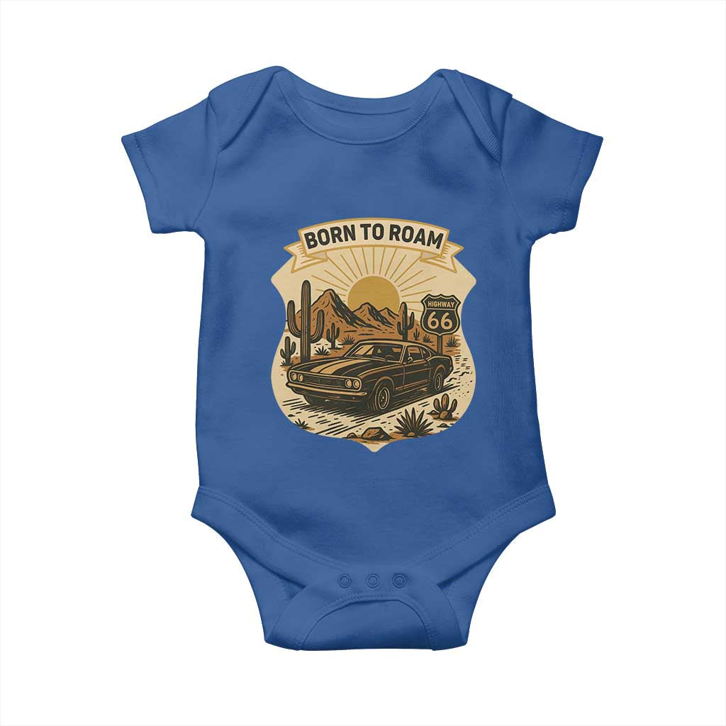 Vintage Muscle Car Route Highway 66 Baby Onesie Born To Roam Road Trip