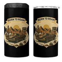 Vintage Muscle Car Route Highway 66 4 in 1 Can Cooler Tumbler Born To Roam Road Trip