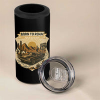 Vintage Muscle Car Route Highway 66 4 in 1 Can Cooler Tumbler Born To Roam Road Trip