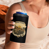 Vintage Muscle Car Route Highway 66 4 in 1 Can Cooler Tumbler Born To Roam Road Trip