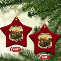 Vintage Muscle Car Route Highway 66 Ceramic Ornament Born To Roam Road Trip