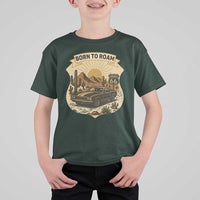 Vintage Muscle Car Route Highway 66 T Shirt For Kid Born To Roam Road Trip