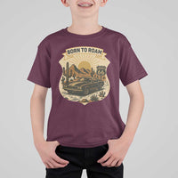 Vintage Muscle Car Route Highway 66 T Shirt For Kid Born To Roam Road Trip