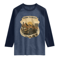 Vintage Muscle Car Route Highway 66 Raglan Shirt Born To Roam Road Trip