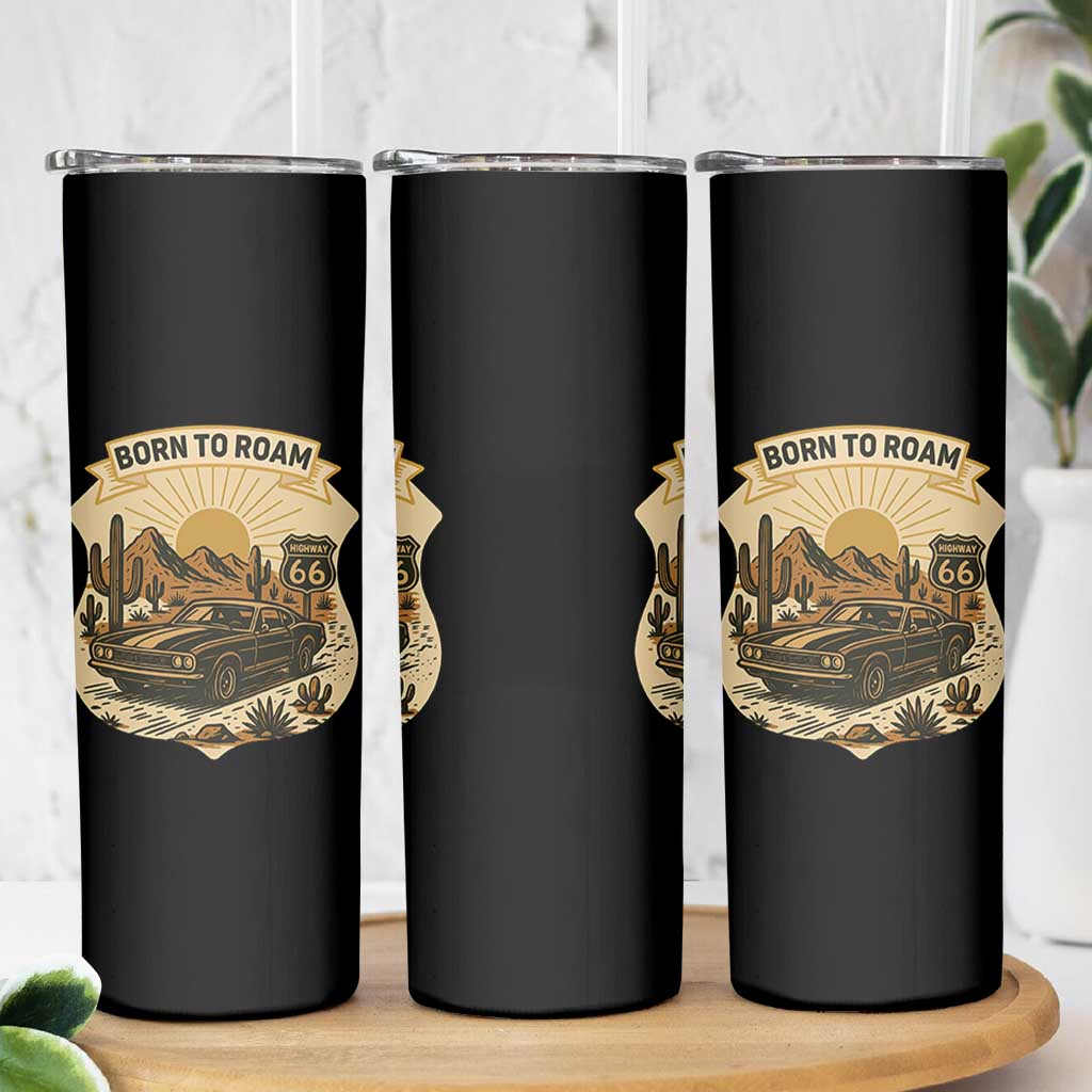 Vintage Muscle Car Route Highway 66 Skinny Tumbler Born To Roam Road Trip